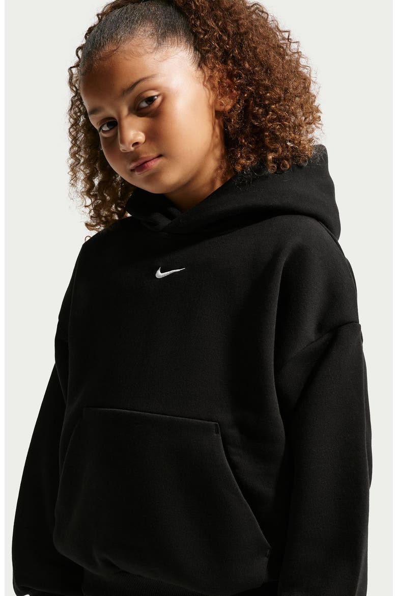 Kids' Solo Swoosh Fleece Hoodie, Alternate, color, 001 TOTAL BLACK/SAIL