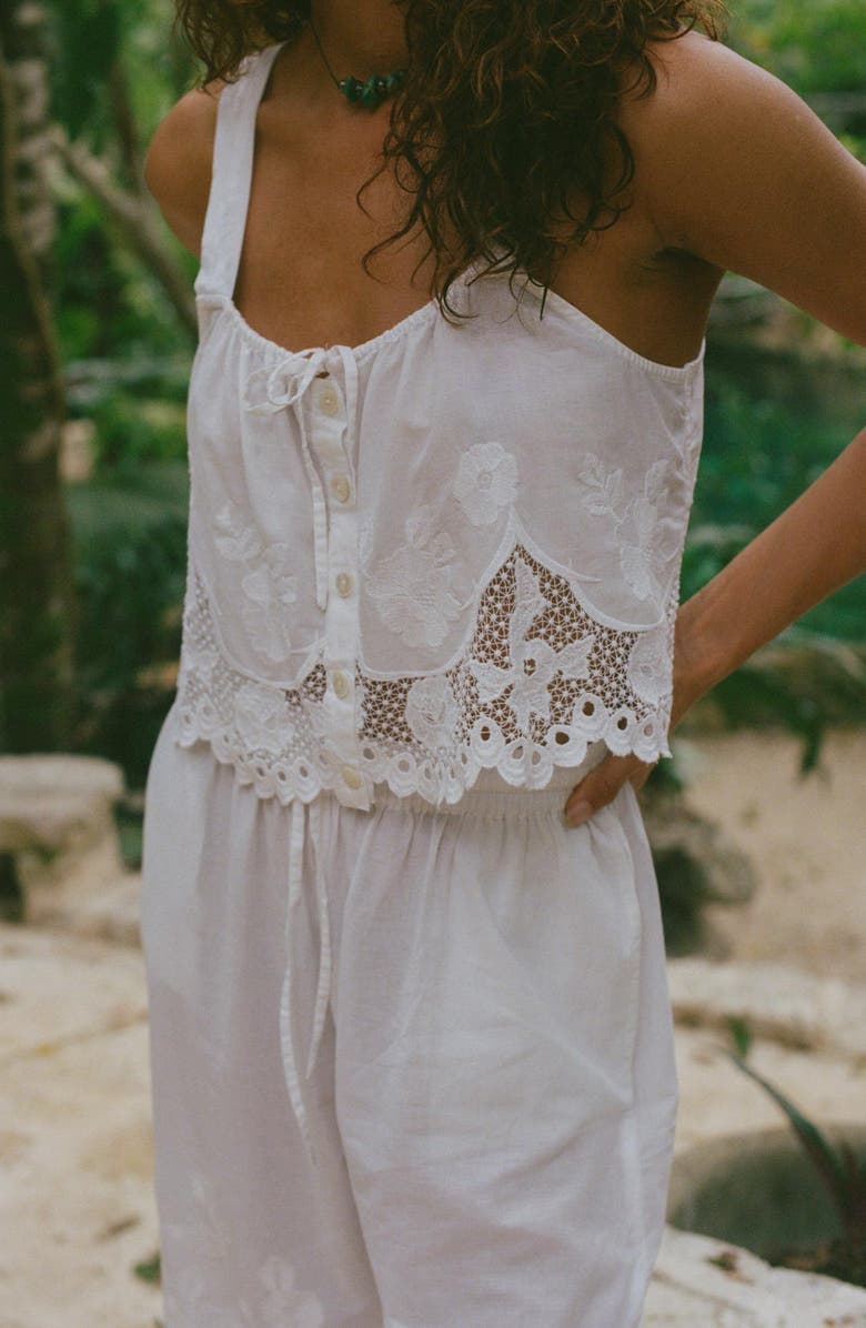 Vitamin A<sup>®</sup> Flora Broderie Anglaise Trim Organic Cotton Cover-Up Top, Alternate, color, White