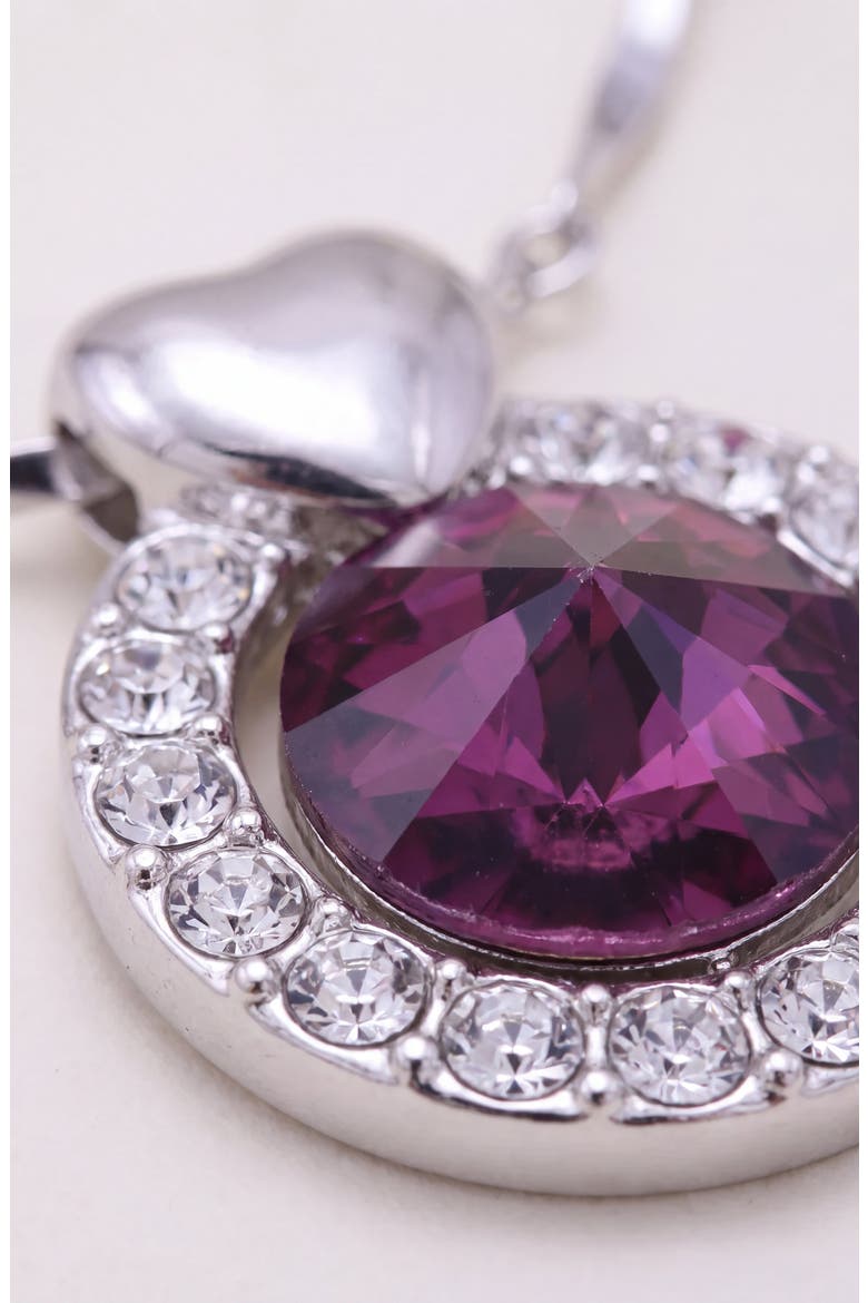 Amethyst Round Heart Accent Pendant Necklace, Alternate, color, Amethyst