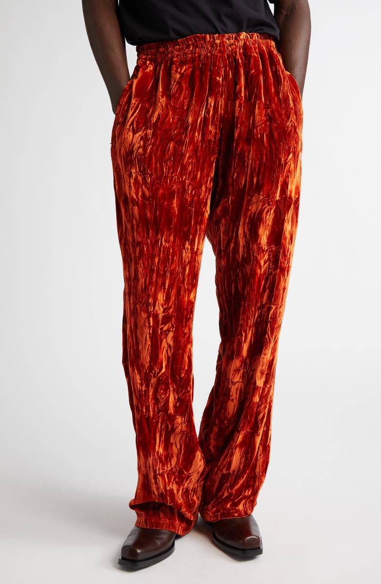 Martine Rose Crushed Velvet Extended Wide Leg Track Pants, Main, color, 
