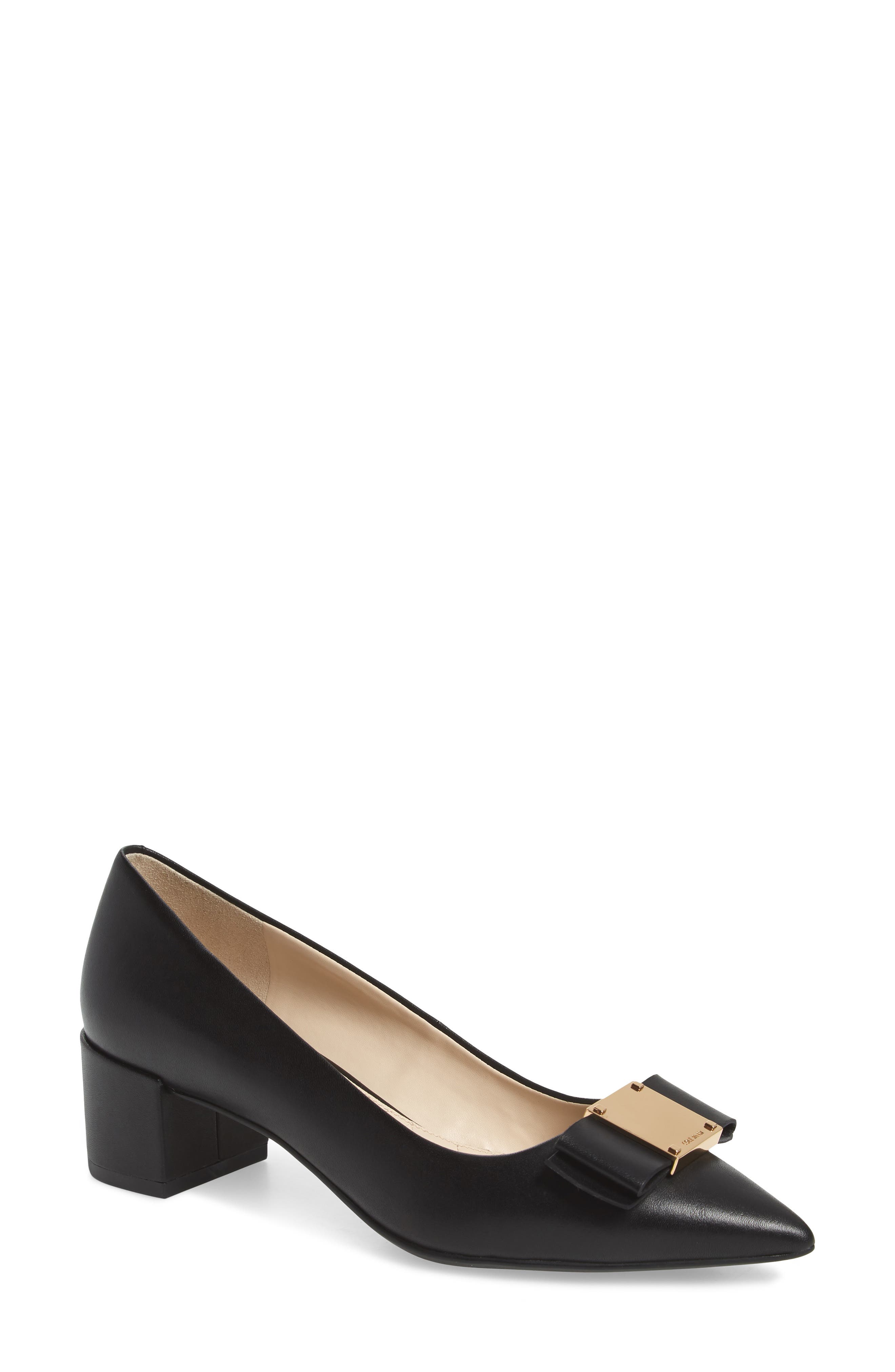 Tali Modern Waterproof Bow Pump, Main, color, BLACK LEATHER