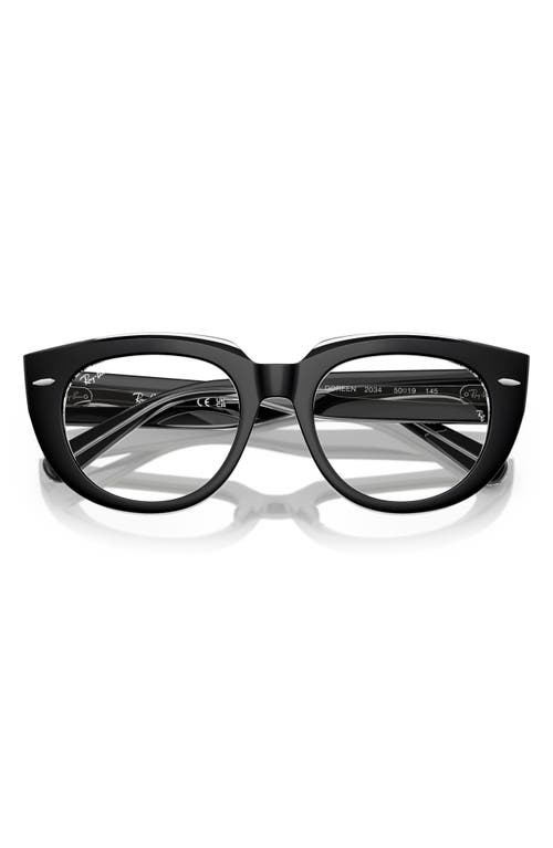 Ray Ban Ray-ban 50mm Square Optical Glasses In Transparent Grey