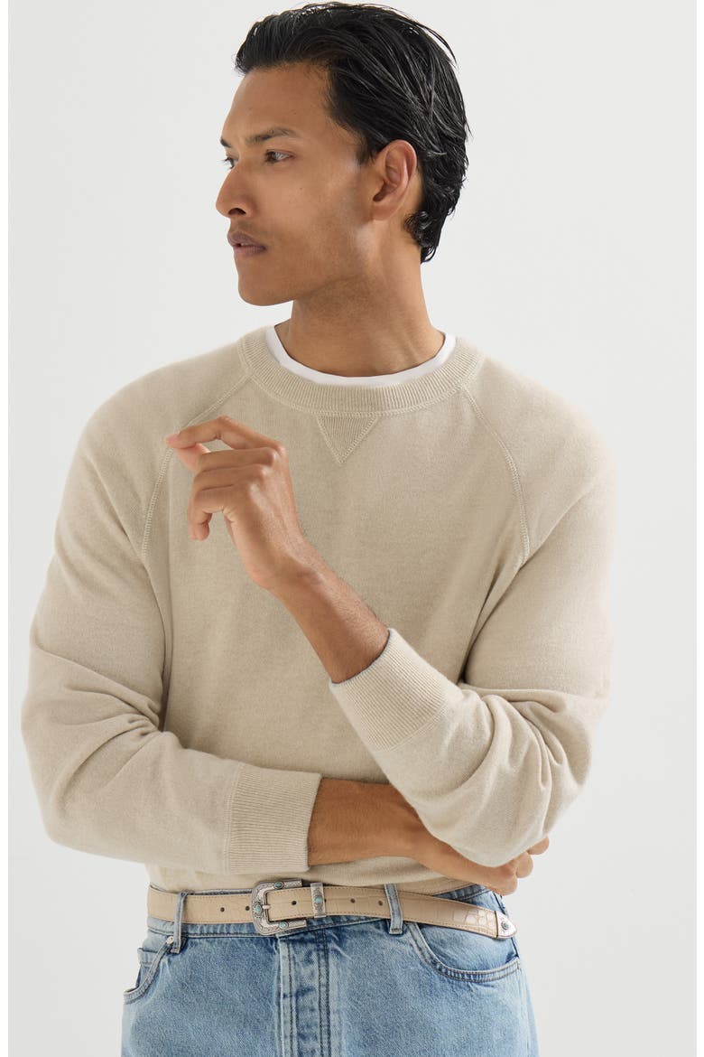 Cashmere sweatshirt-style sweater, Alternate, color, Sand