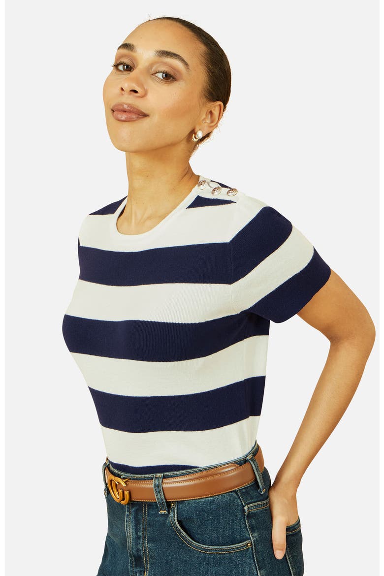 Block Stripe Knitted Top, Alternate, color, Navy