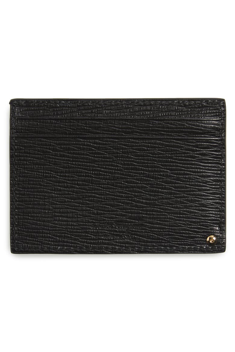 Salvatore Ferragamo Revival Leather Card Case, Alternate, color, BLACK