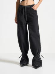 Manière De Voir Faye Wide Mid Rise Jeans with Tie Waist