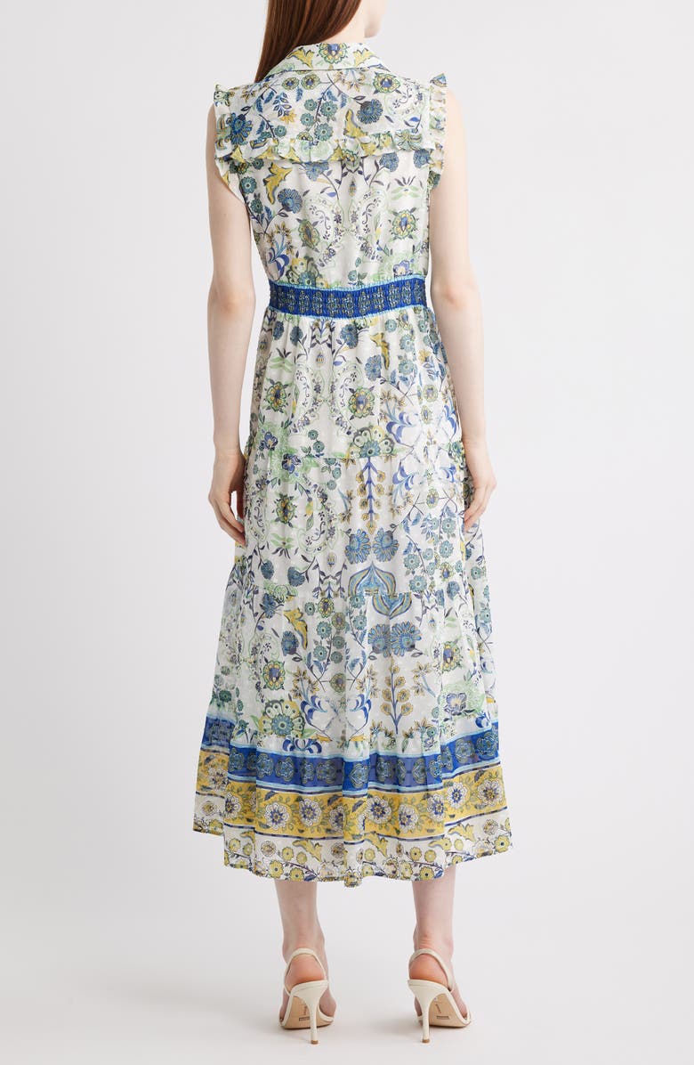 Anne Klein Patio Floral Print Clip Dot Midi Shirtdress, Alternate, color, 