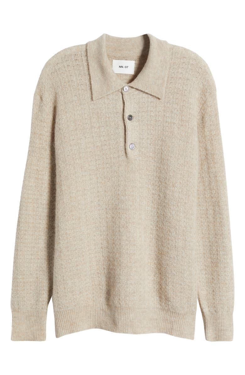 NN07 Alfie 6651 Long Sleeve Alpaca & Wool Blend Polo Sweater, Alternate, color, Greige