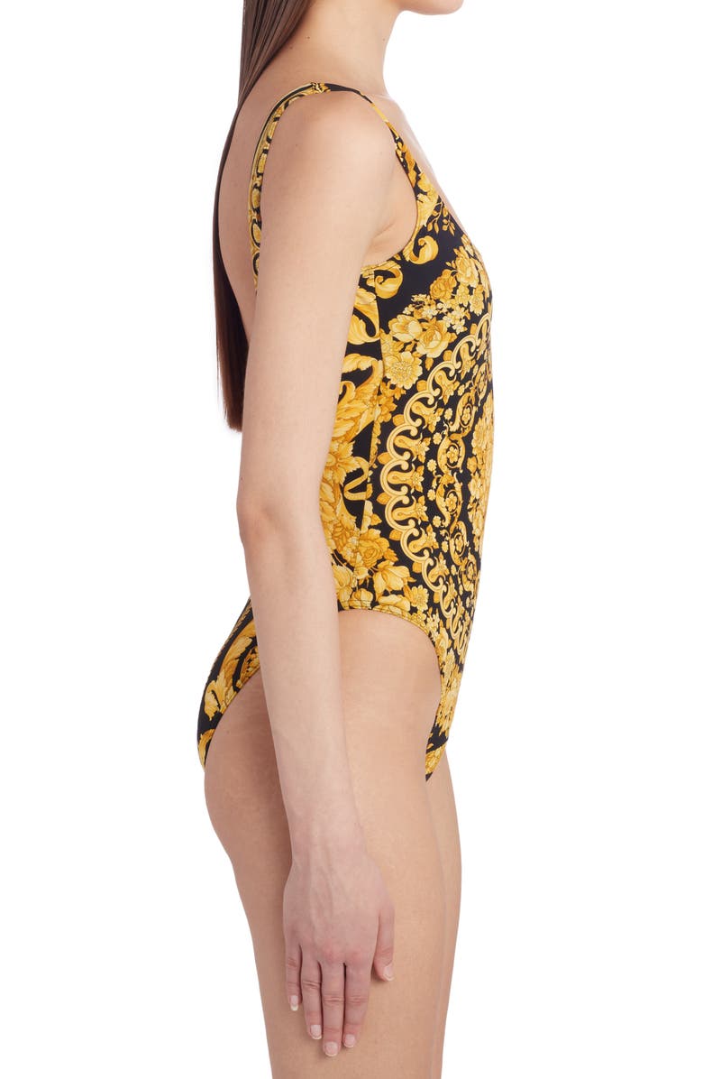 Versace Barocco Print One-Piece Swimsuit, Alternate, color, 
