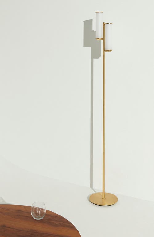 Brightech Gemini 64" Industrial Led Standing Floor Lamp With Glass Cylinder Shades, 3-way Dimming