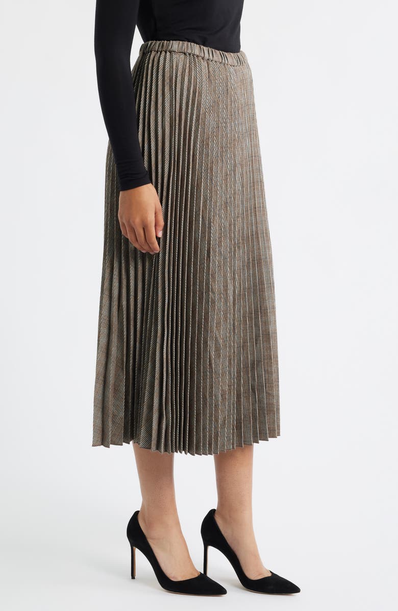 Anne Klein Pull-On Pleated Skirt, Alternate, color, Soft Birch Multi