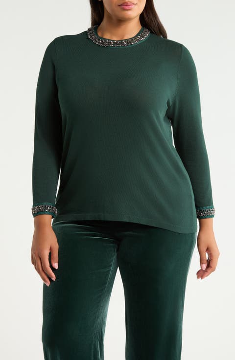 Rhinestone Embellished Sweater