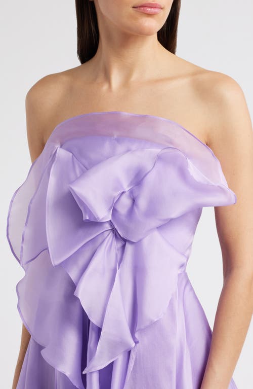 Sonya Moda Rosa Strapless Silk Organza Cocktail Dress In Lilac