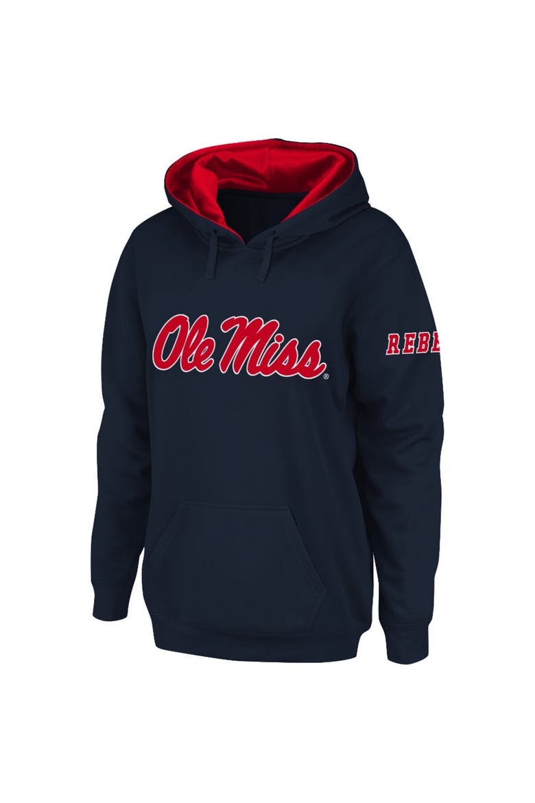 Women's Stadium Athletic Navy Ole Miss Rebels Big Logo Pullover Hoodie, Alternate, color, Navy