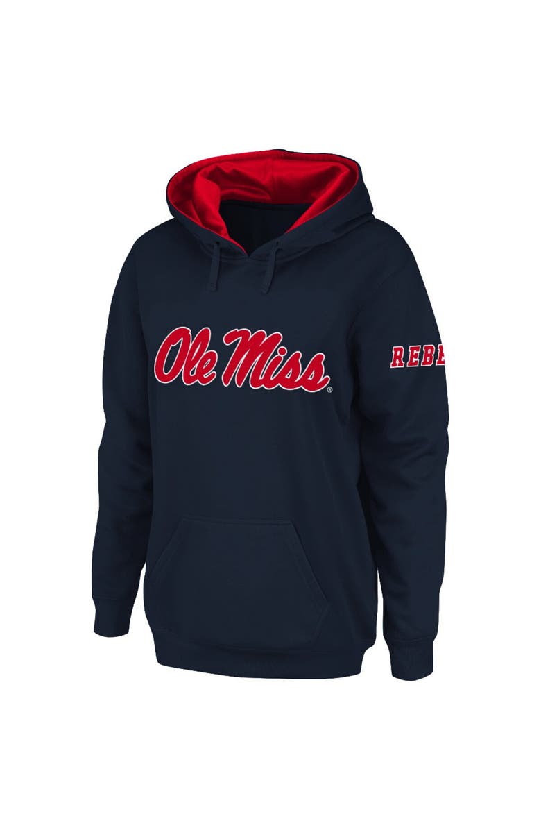 STADIUM ATHLETIC Women's Stadium Athletic Navy Ole Miss Rebels Big Logo Pullover Hoodie, Alternate, color, Navy