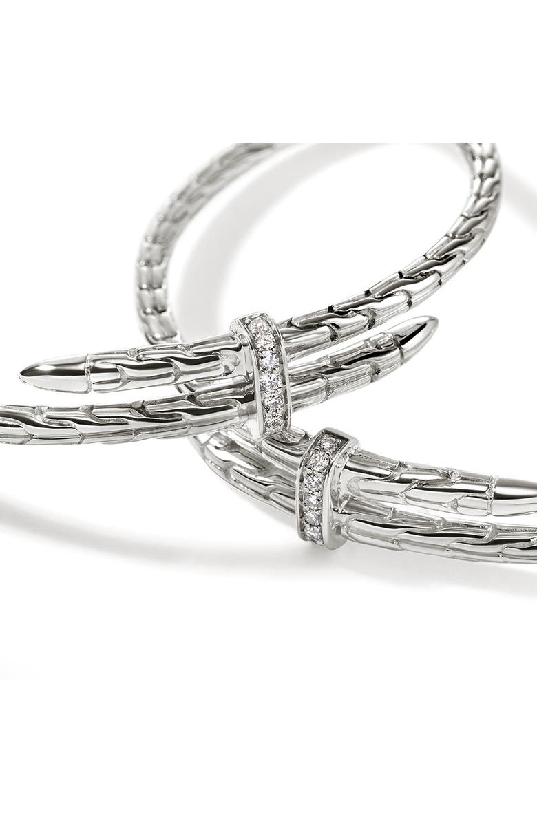 John Hardy Spear Hoop Earrings, Silver, Diamonds, 50mm, Alternate, color, Silver
