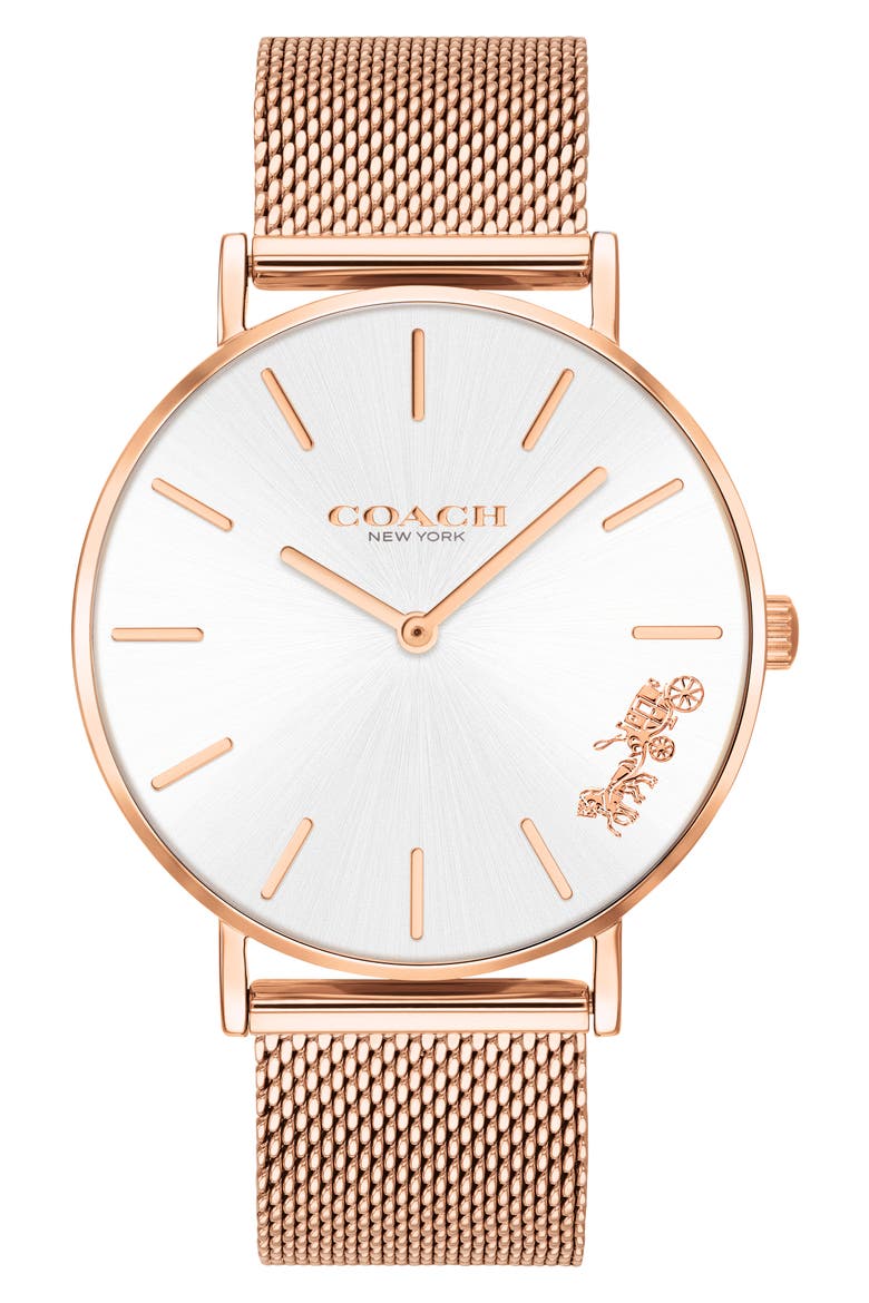 Perry Mesh Strap Watch, 36mm, Main, color, SILVER WHITE