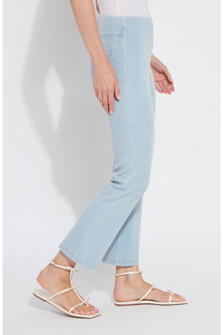 Pull-On Crystal Embellished Baby Bootcut Ankle Jeans, Alternate, color, TINTED BLUE