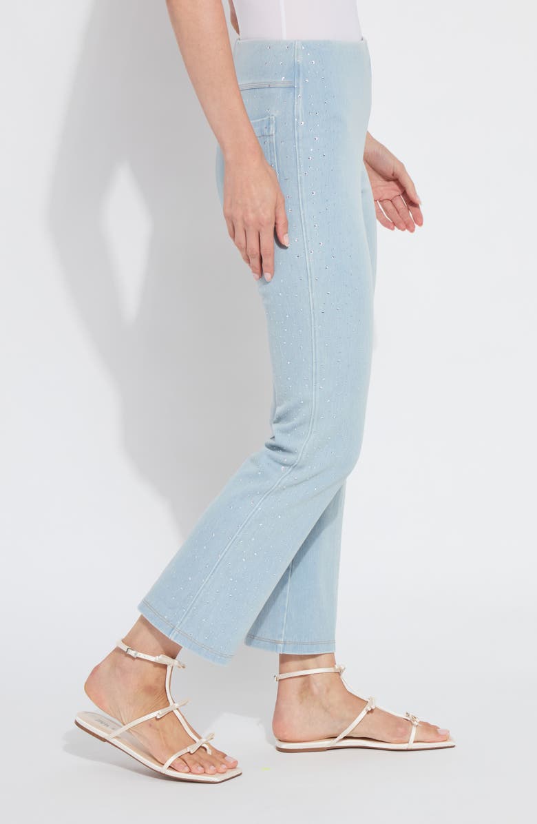 Lysse Pull-On Crystal Embellished Baby Bootcut Ankle Jeans, Alternate, color, Tinted Blue