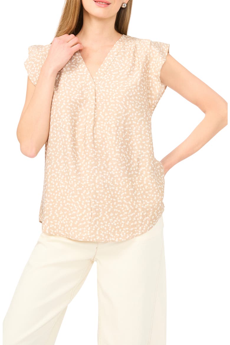 Flutter Sleeve Top, Main, color, TAUPE SHELL