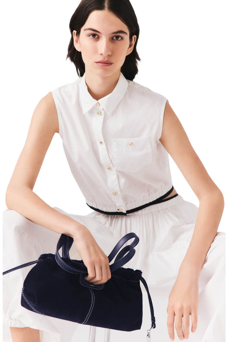 Cropped sleeveless shirt, Alternate, color, White