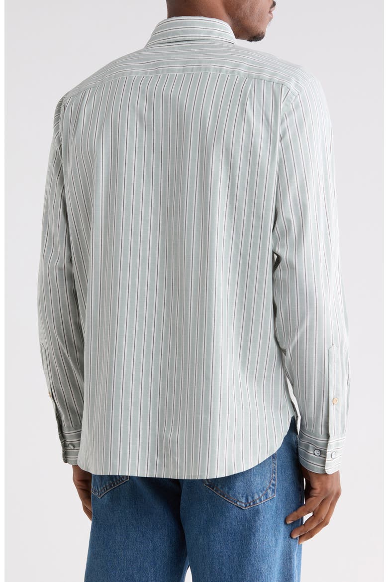 Griffin Striped Stretch Button-Up Shirt, Alternate, color, GREY GREEN
