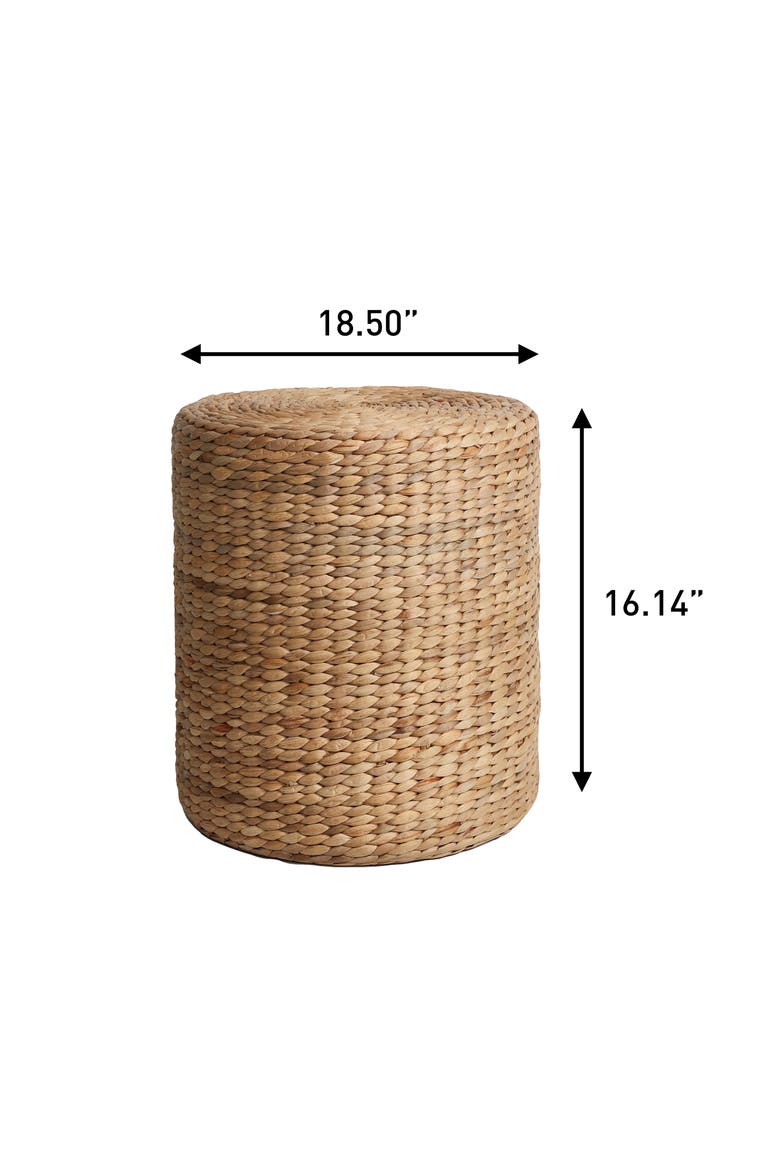 Zoey Bohemian Round Woven Water Hyacinth Pouf Ottoman Stool, Footrest & Extra Seating for Living Spaces, Alternate, color, Natural