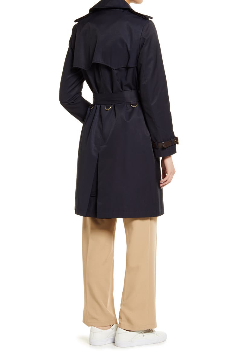 Double Breasted Cotton Blend Trench Coat, Alternate, color, DK NAVY
