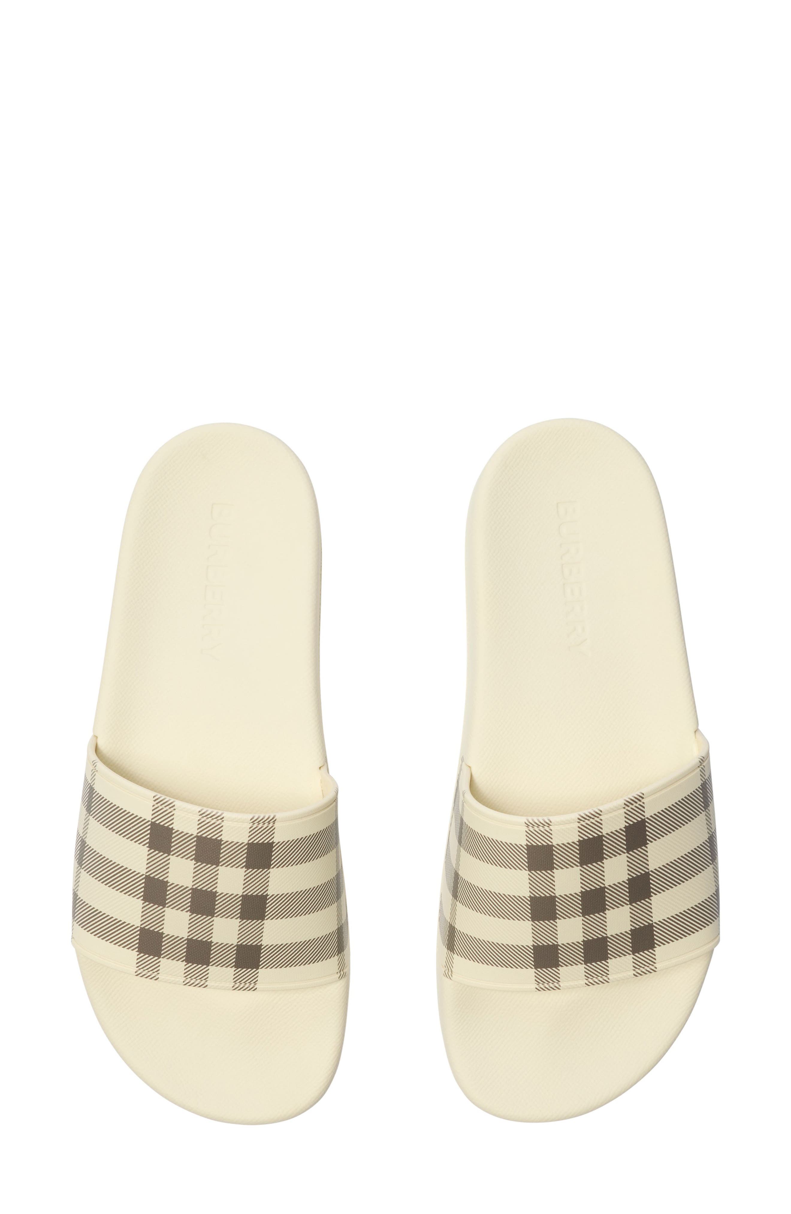 Burberry Furley Check Slide Sandal, Alternate, color, Light Beige