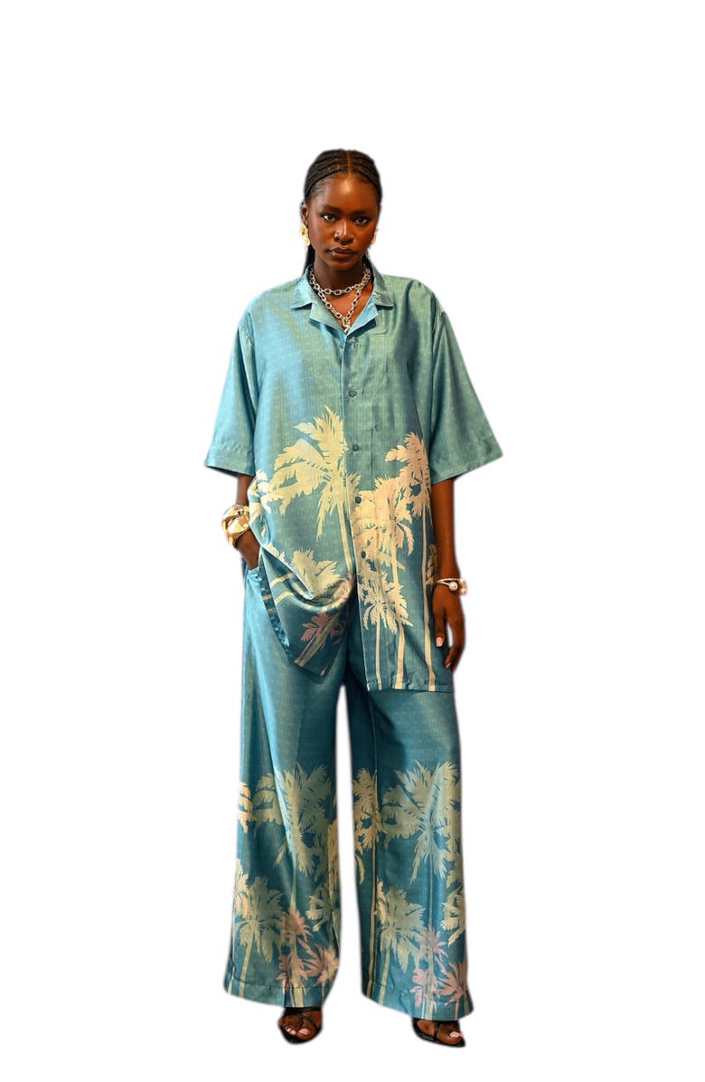 Flaunt Archive Azure Pants Set, Alternate, color, Turquoise Blue