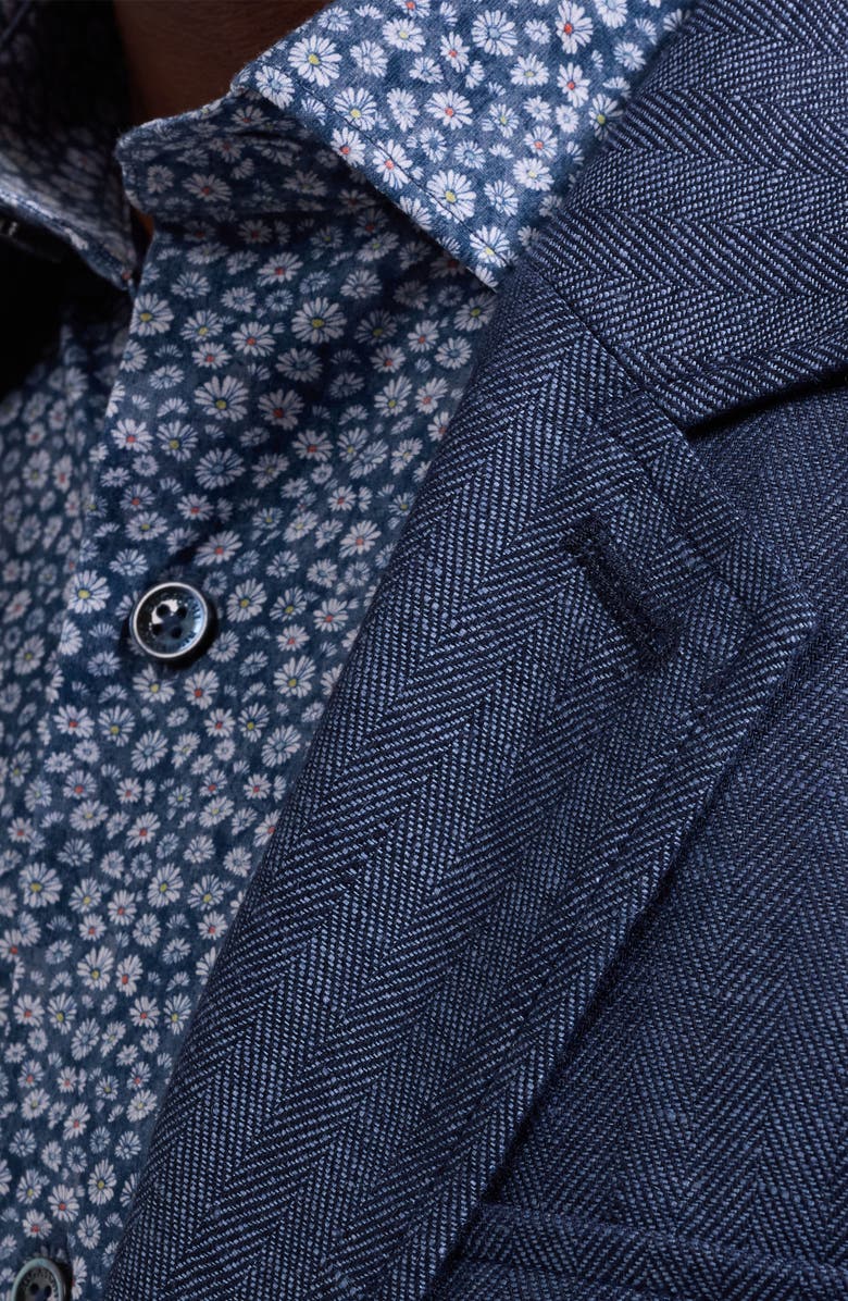 Bugatchi Linen Safari Jacket, Alternate, color, Navy