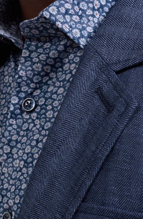 Bugatchi Linen Safari Jacket In Blue