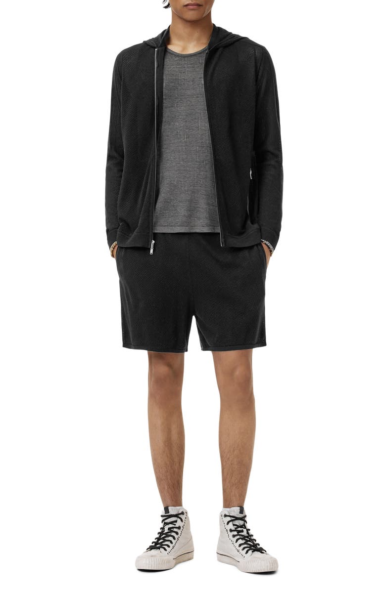 John Varvatos Marvin Mesh Sweater Shorts, Alternate, color, Black