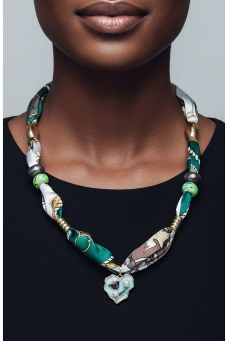 Eden Scarf Pendant Necklace, Alternate, color, GREEN