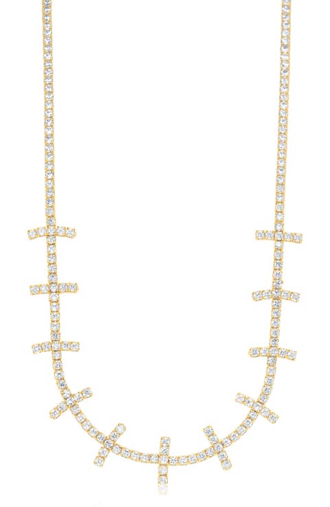 Cubic Zirconia Bar Tennis Necklace