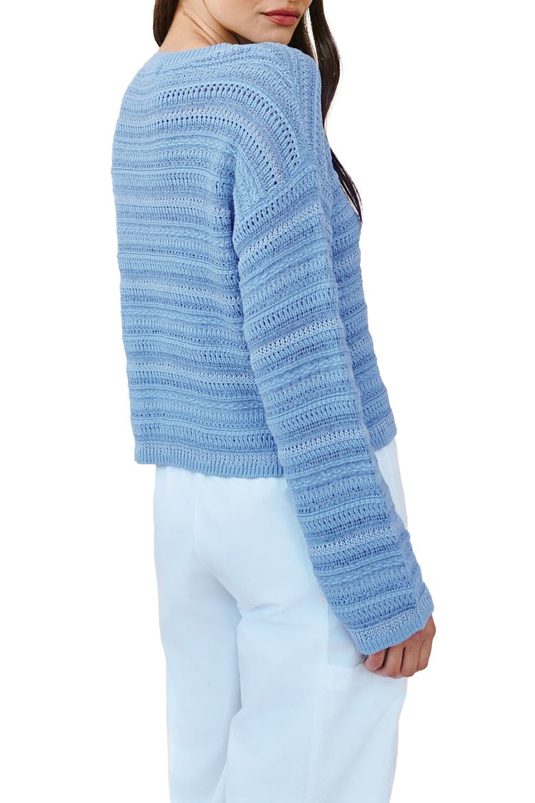 Textured Stripe Crewneck Sweater, Alternate, color, SEA BREEZE BLUE