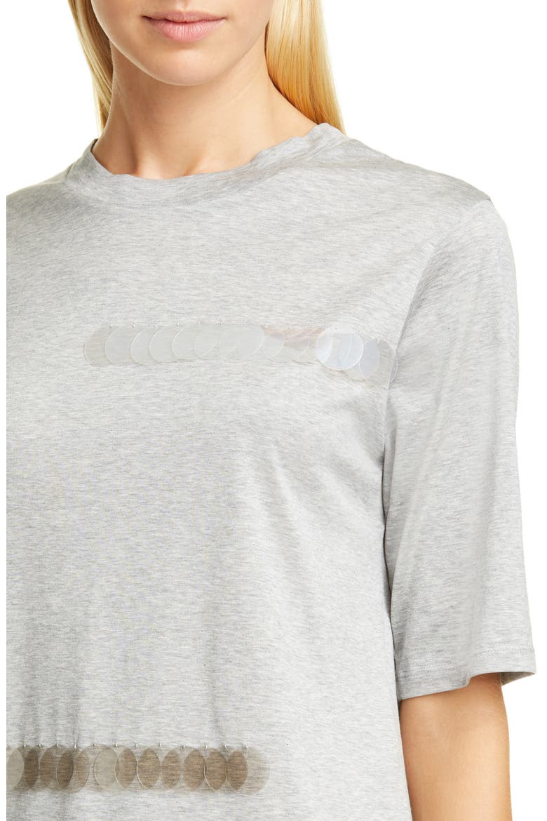 Paillette Detail Cotton Tee, Alternate, color, GREY