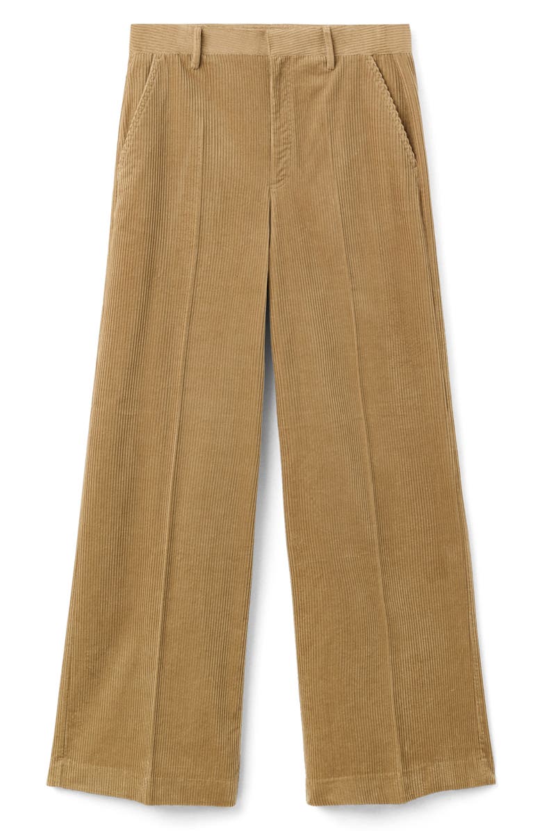 MANGO Wide Leg Corduroy Pants, Main, color, Ochre