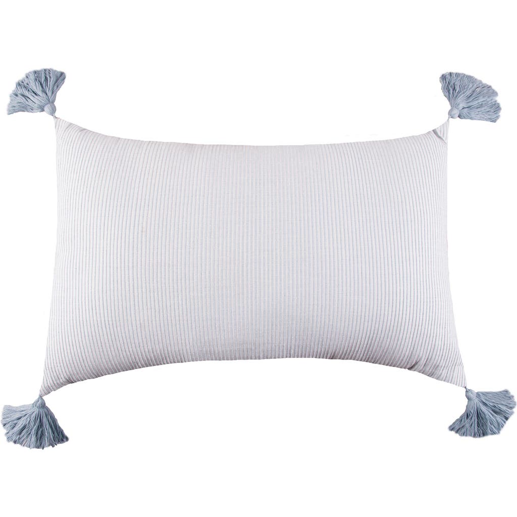 Carol & Frank Bree Vertical Stripe Tasseled Cotton Accent Pillow In White