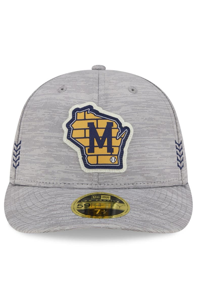 New Era Men's New Era  Gray Milwaukee Brewers 2024 Clubhouse Low Profile 59FIFTY Fitted Hat, Alternate, color, 