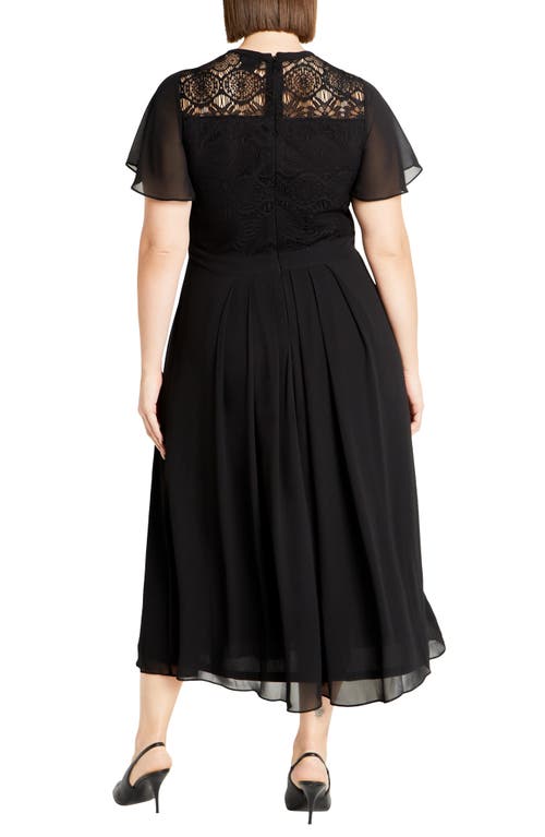 City Chic Niki Lace Bodice Dress In Black