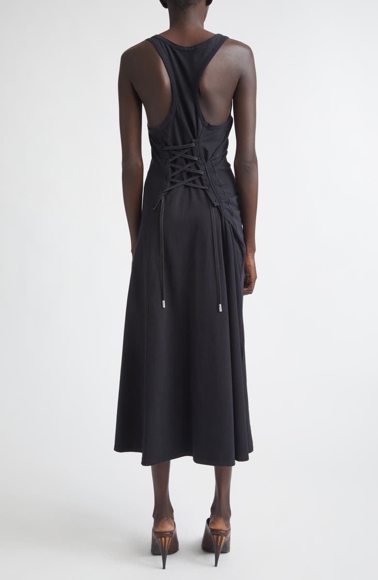 McQueen Ruched Cotton Jersey Tank Dress, Alternate, color, Black