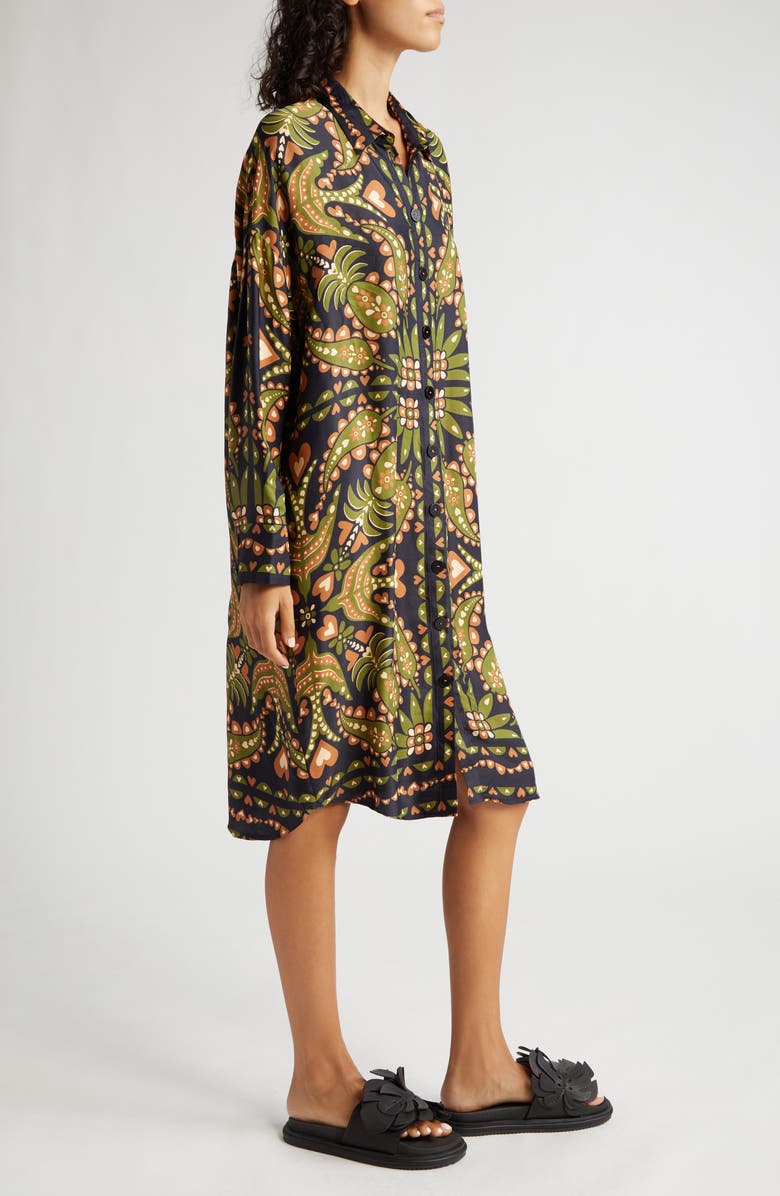 FARM Rio Marina Scarf Print Long Sleeve Shirtdress | Nordstromrack
