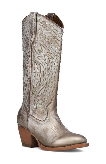 Frye Shelby Studded Western Boot In Gold