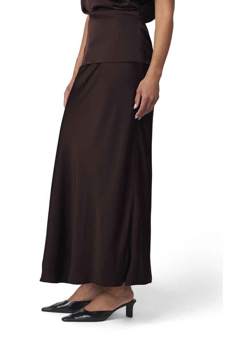 Ines Satin Maxi Skirt, Alternate, color, ESPRESSO