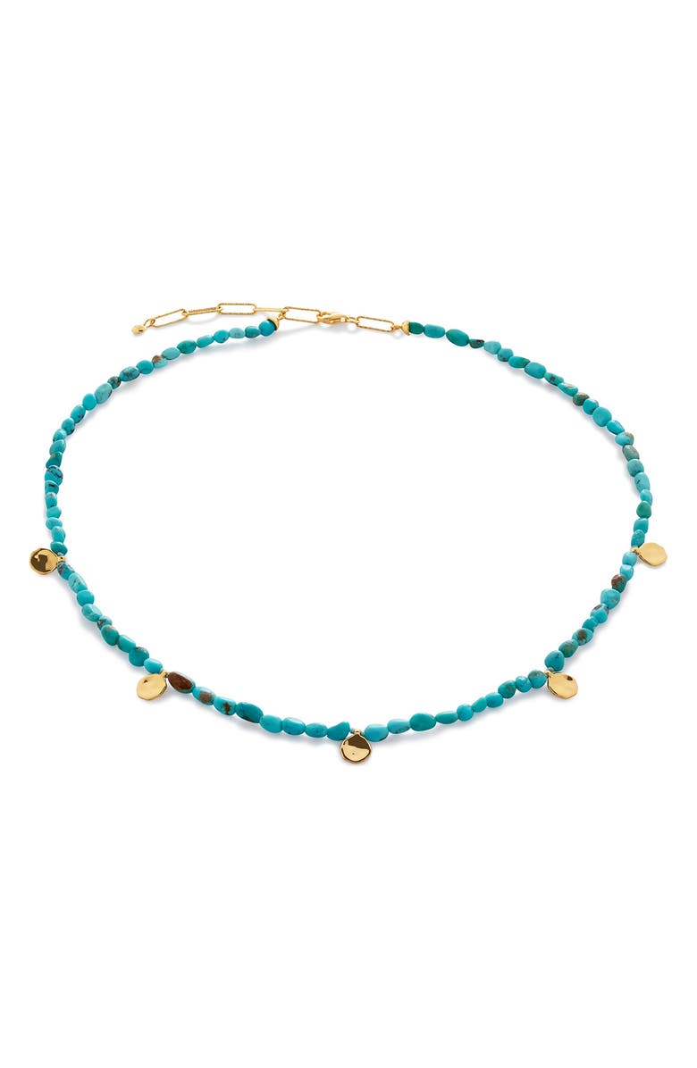 Monica Vinader Turquoise Bead Necklace, Main, color, 18Ct Gold Vermeil / Turquoise