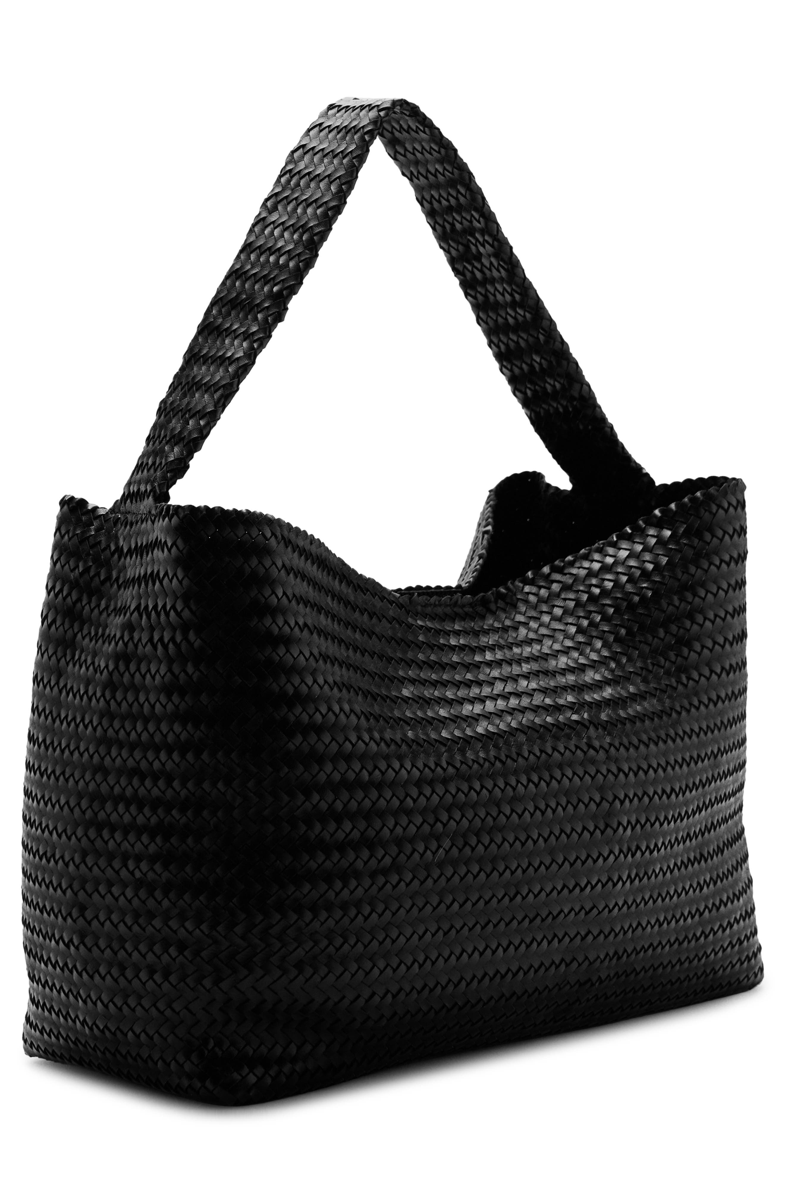 MANGO Braided Leather Bucket Bag, Alternate, color, 