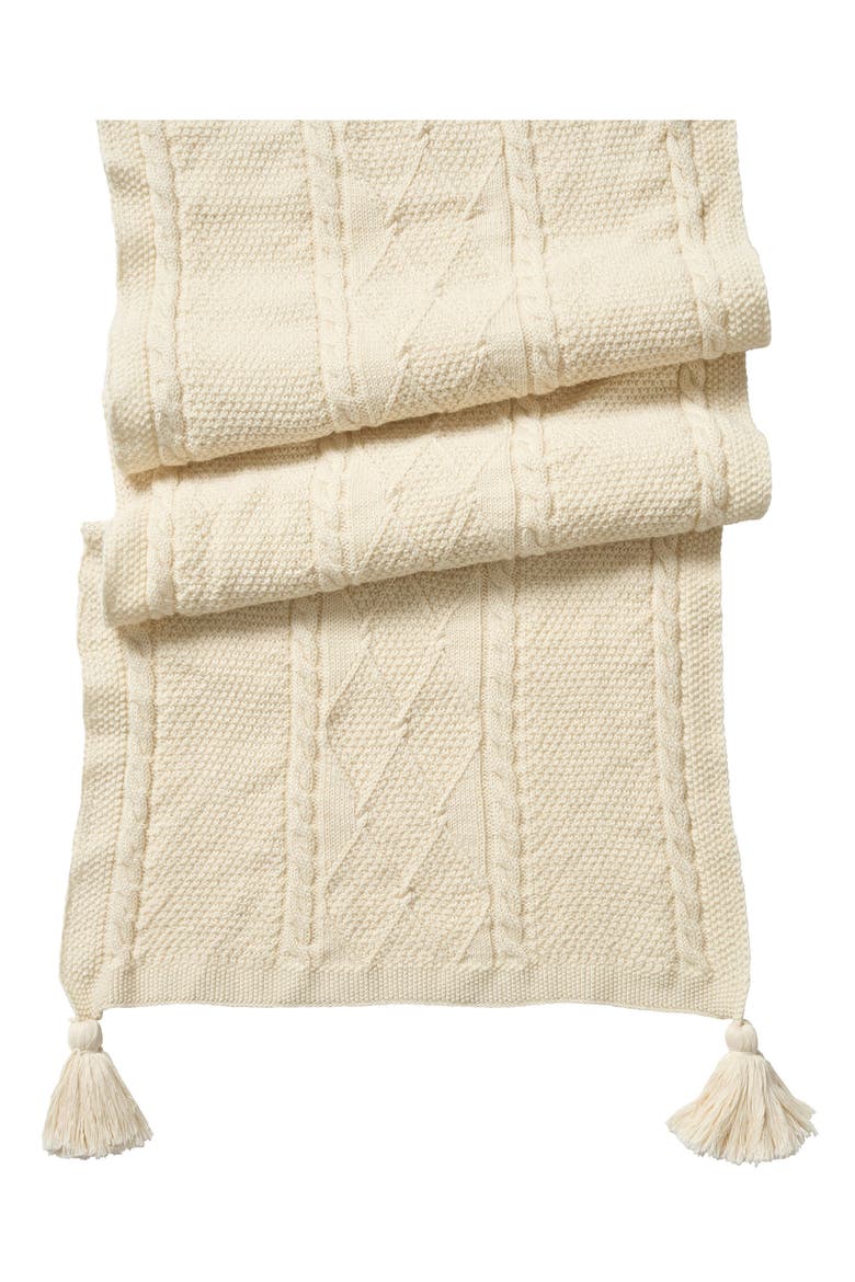 Berry and Thread Cable Knit Table Runner, Main, color, IVORY