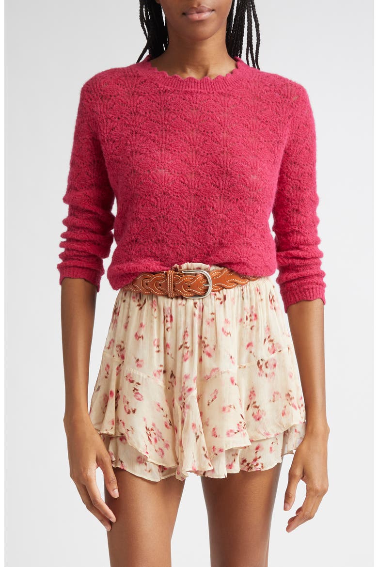 Leonette Scallop Baby Alpaca Blend Sweater, Main, color, FUSCHIA