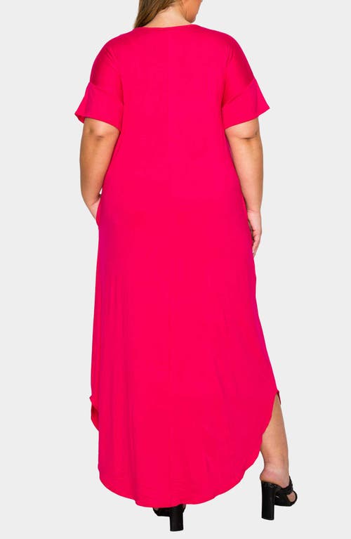 L I V D Short Sleeve Jersey Maxi Dress In Pink